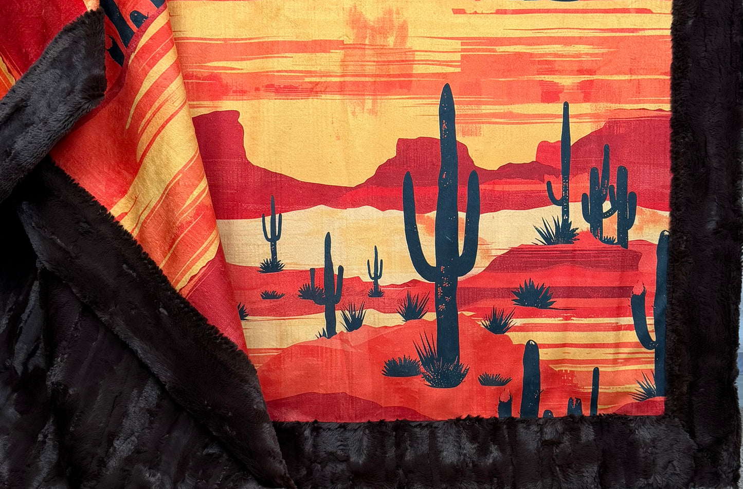 Arizona Landscape on Brown Luxe Large 59x79 Minky Blanket
