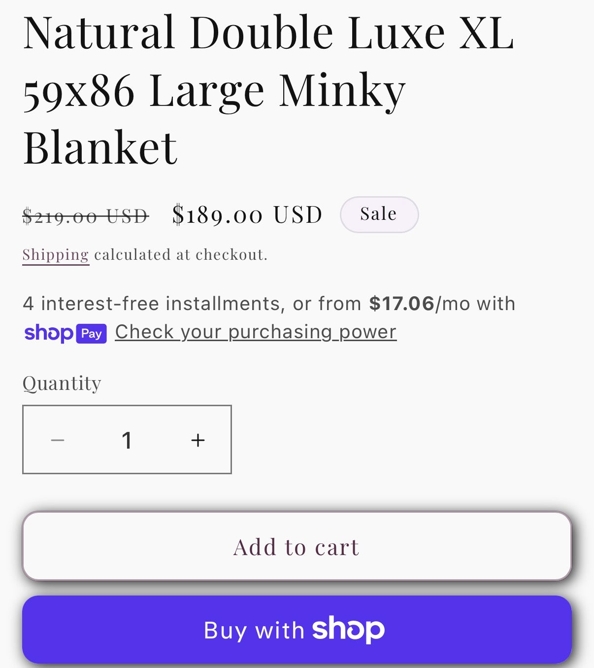 Natural Double Luxe XL 59x86 Large Minky Blanket