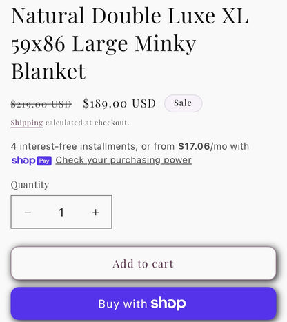 Natural Double Luxe XL 59x86 Large Minky Blanket
