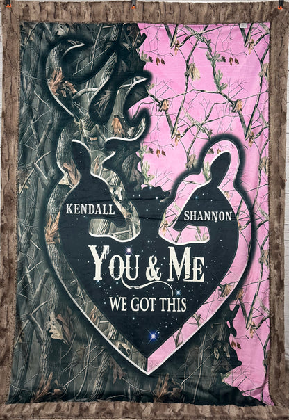 You and Me "We Got This" on Chestnut Luxe Personalized Large Minky  blanket (Custom)