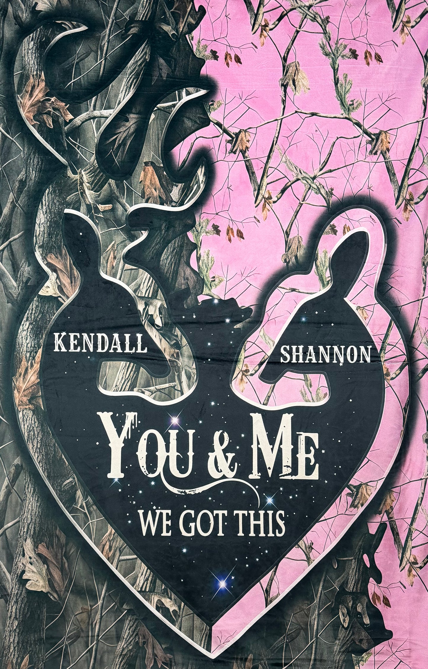 You and Me "We Got This" on Chestnut Luxe Personalized Large Minky  blanket (Custom)