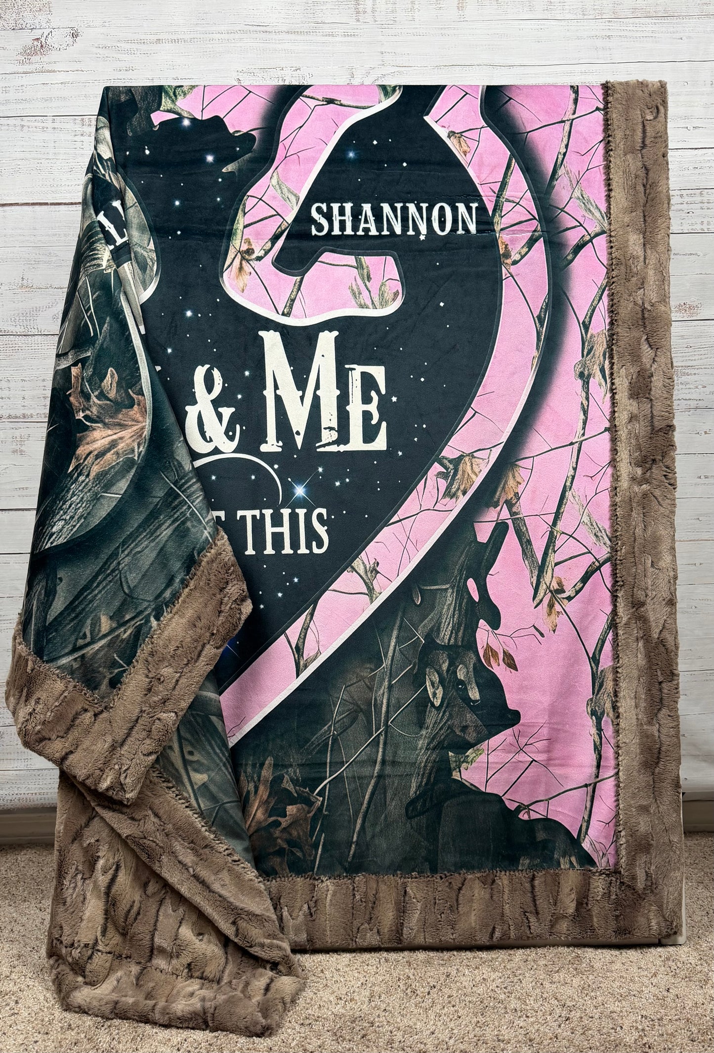 You and Me "We Got This" on Chestnut Luxe Personalized Large Minky  blanket (Custom)