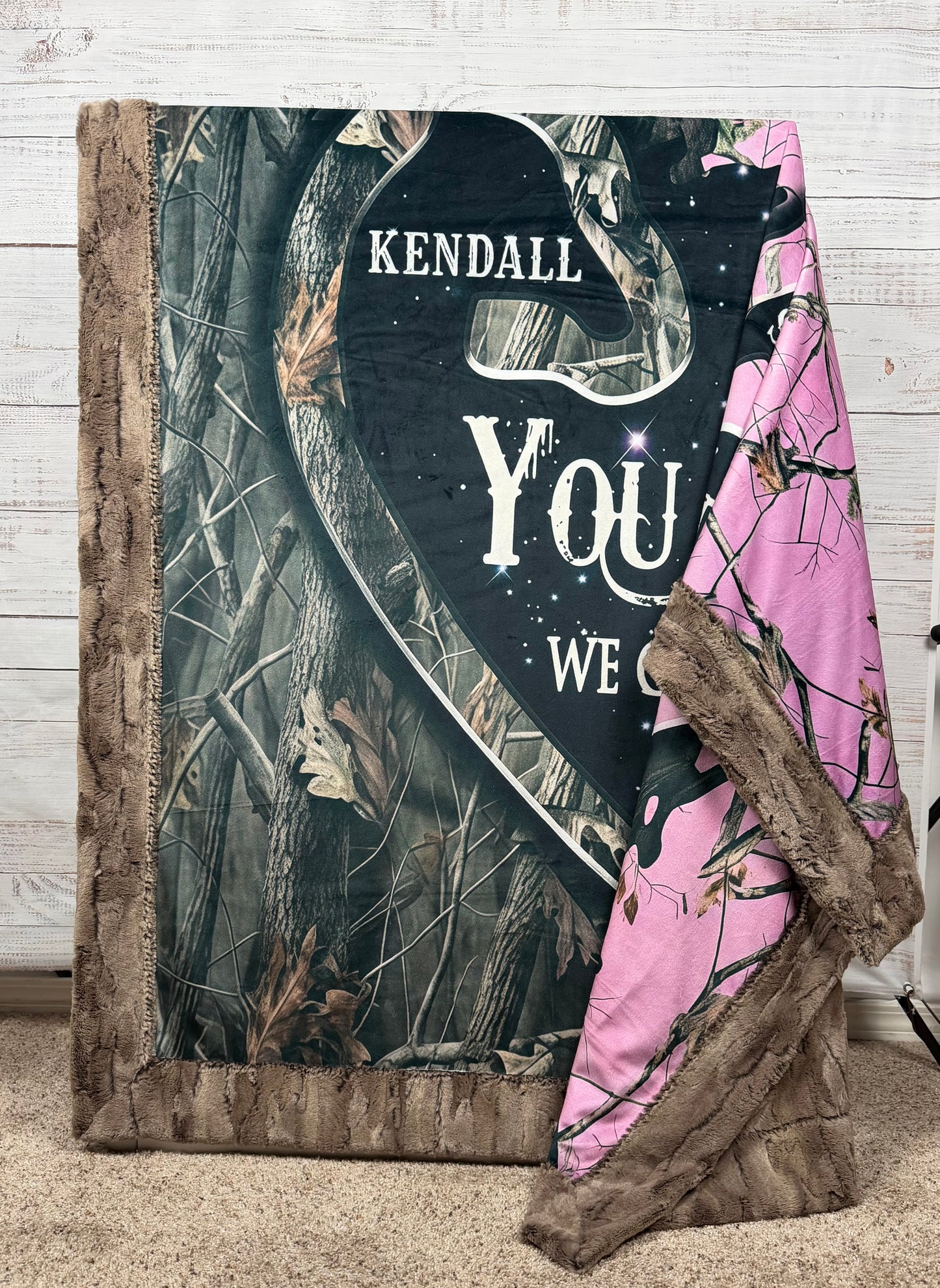 You and Me "We Got This" on Chestnut Luxe Personalized Large Minky  blanket (Custom)