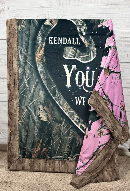 You and Me "We Got This" on Chestnut Luxe Personalized Large Minky  blanket (Custom)