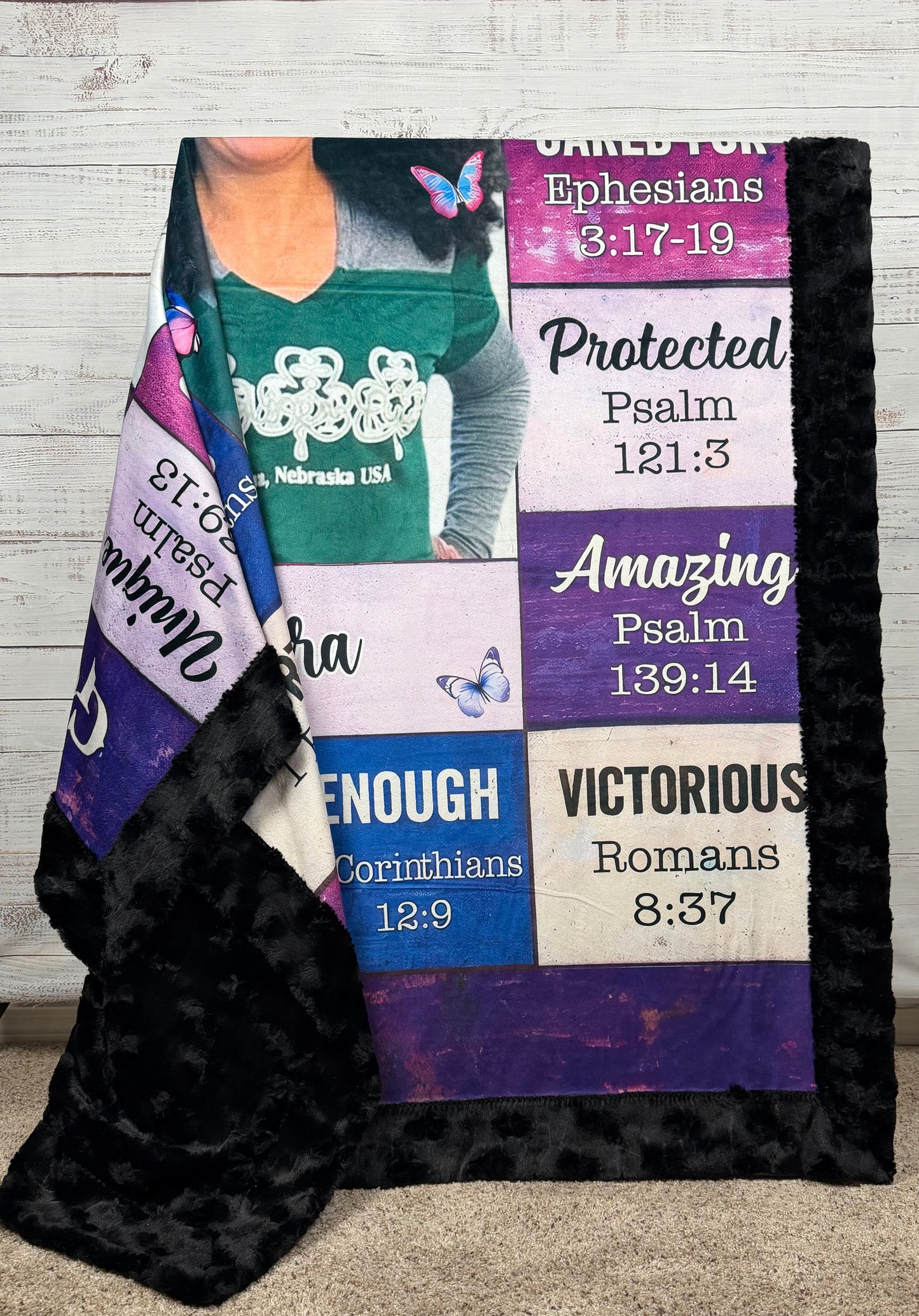 God Says I Am.....on Black Luxe Personalized Custom Large Minky Blanket