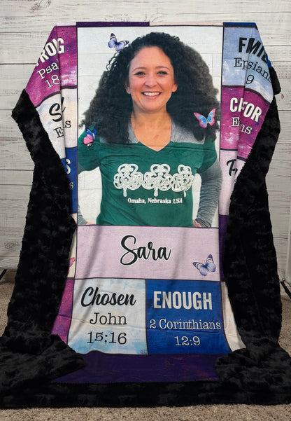 God Says I Am.....on Black Luxe Personalized Custom Large Minky Blanket