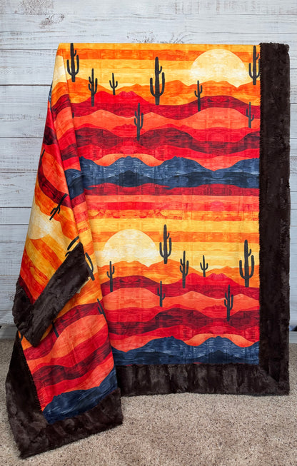 Water in the Desert on Brown Luxe Large 56x79 Minky Blanket