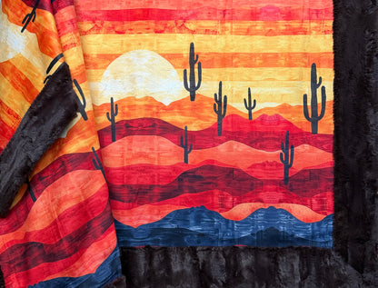 Water in the Desert on Brown Luxe Large 56x79 Minky Blanket