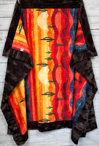 Water in the Desert on Brown Luxe Large 56x79 Minky Blanket