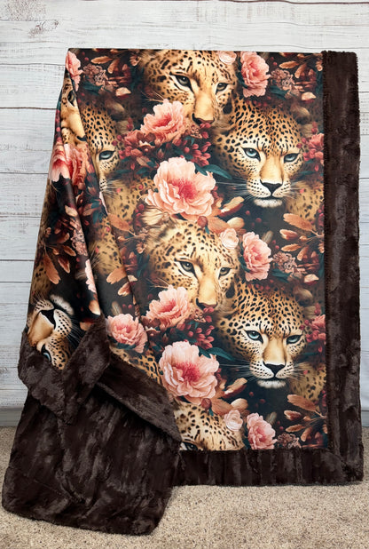 Leopard on Brown Luxe Large 56x79 Minky Blanket