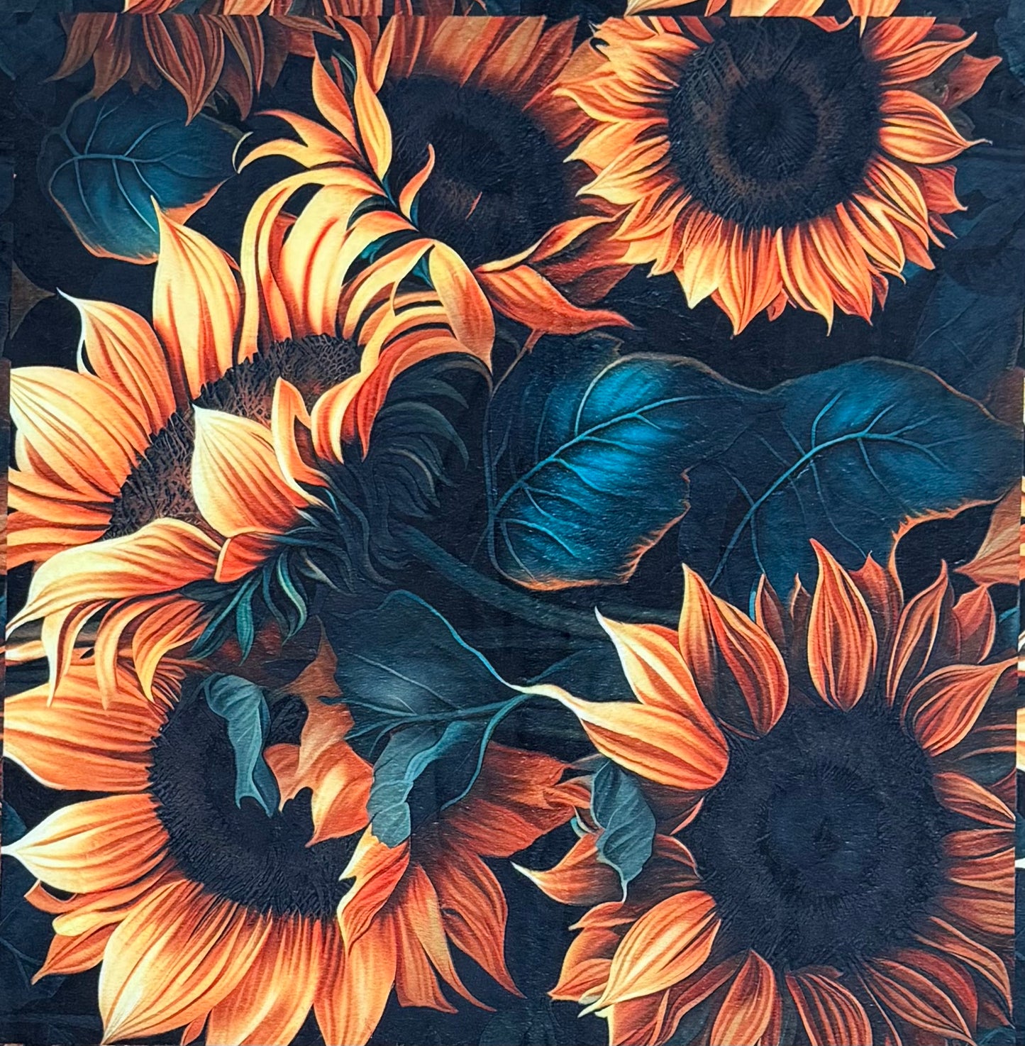 Rustic Sunflowers on Rusty Copper Luxe 56x79 Large Minky Blanket
