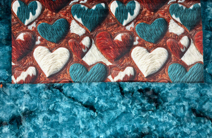 Western Valentine Hearts on Mallard Luxe Large 55x79 Minky Blanket