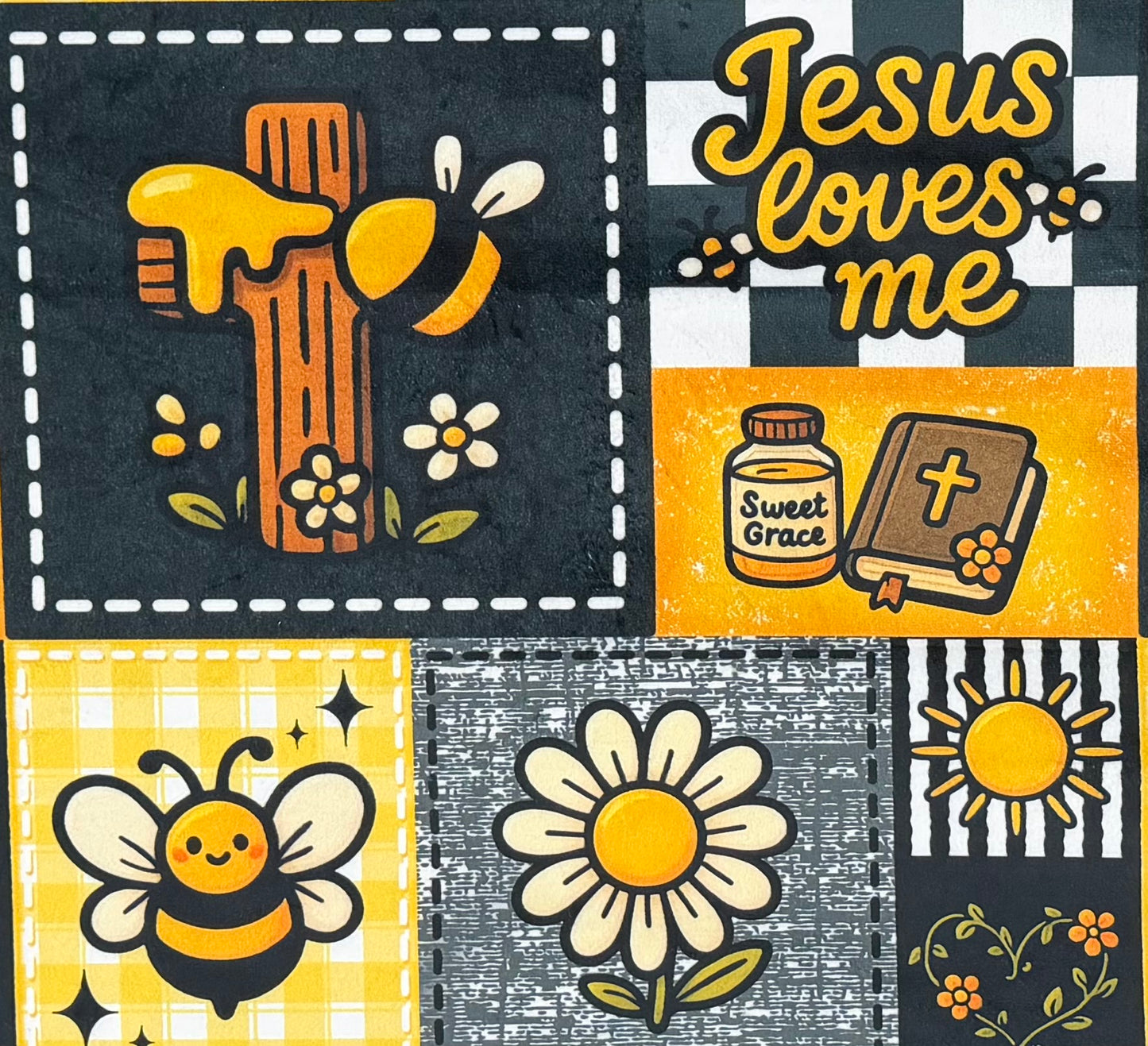 Jesus Loves Me on Black Luxe Large 55x79 Minky Blanket