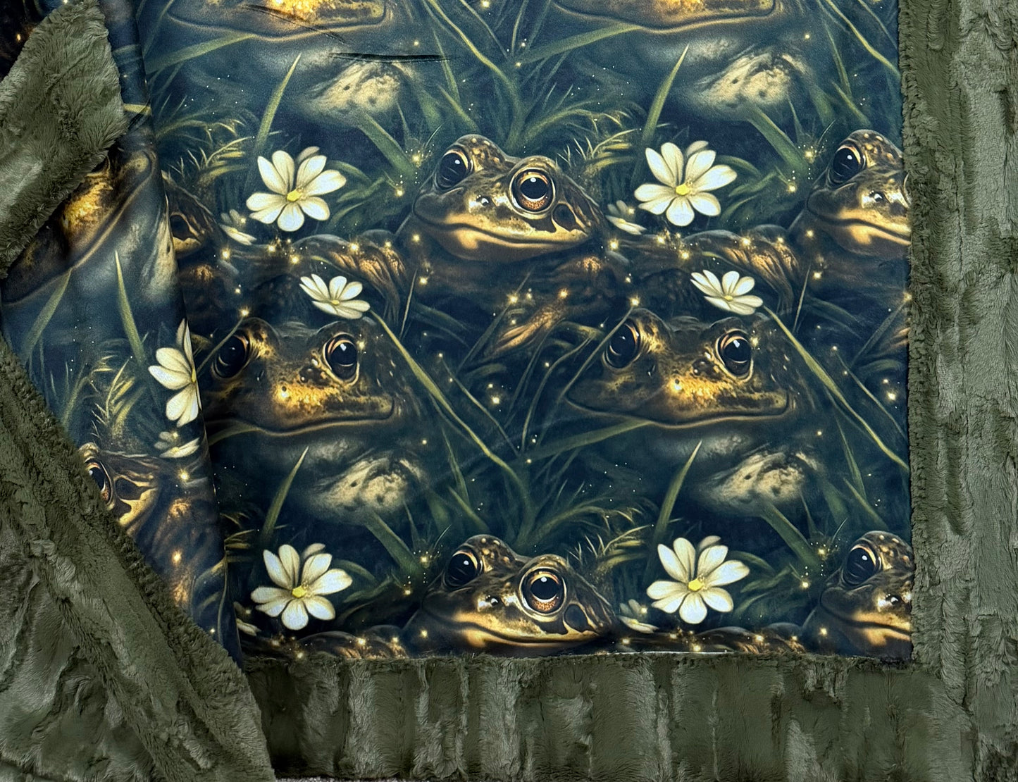 Frogs on Green Luxe Large 55x79 Minky Blanket