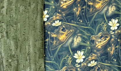 Frogs on Green Luxe Large 55x79 Minky Blanket