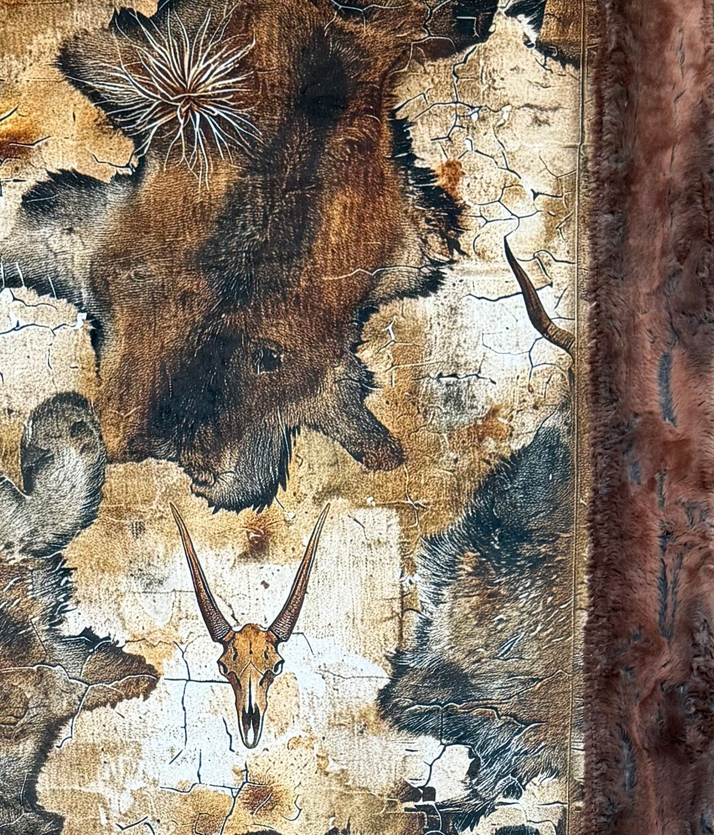 Rustic Skulls on Rusty Copper Luxe Large 56x79 Minky Blanket