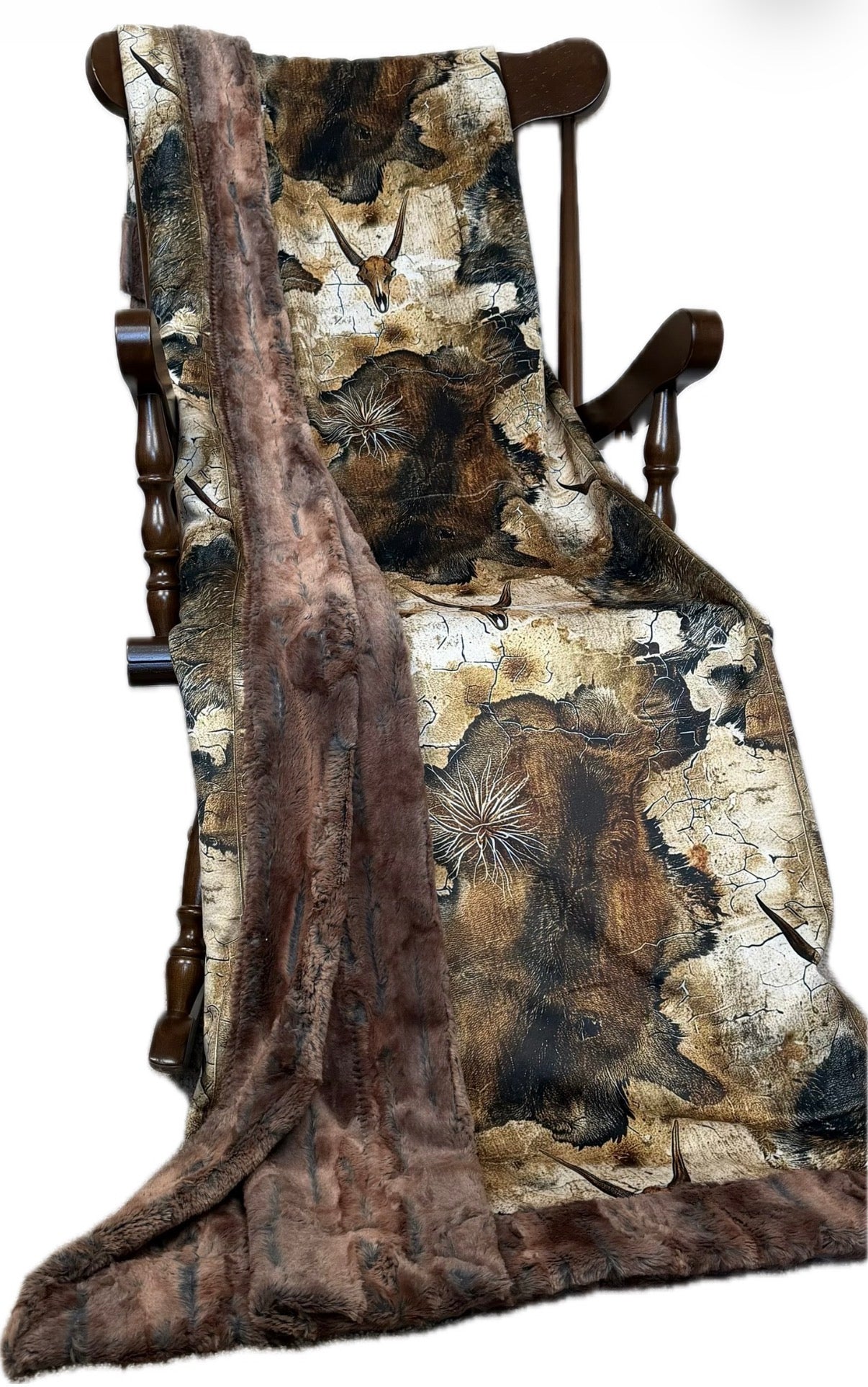 Rustic Skulls on Rusty Copper Luxe Large 56x79 Minky Blanket