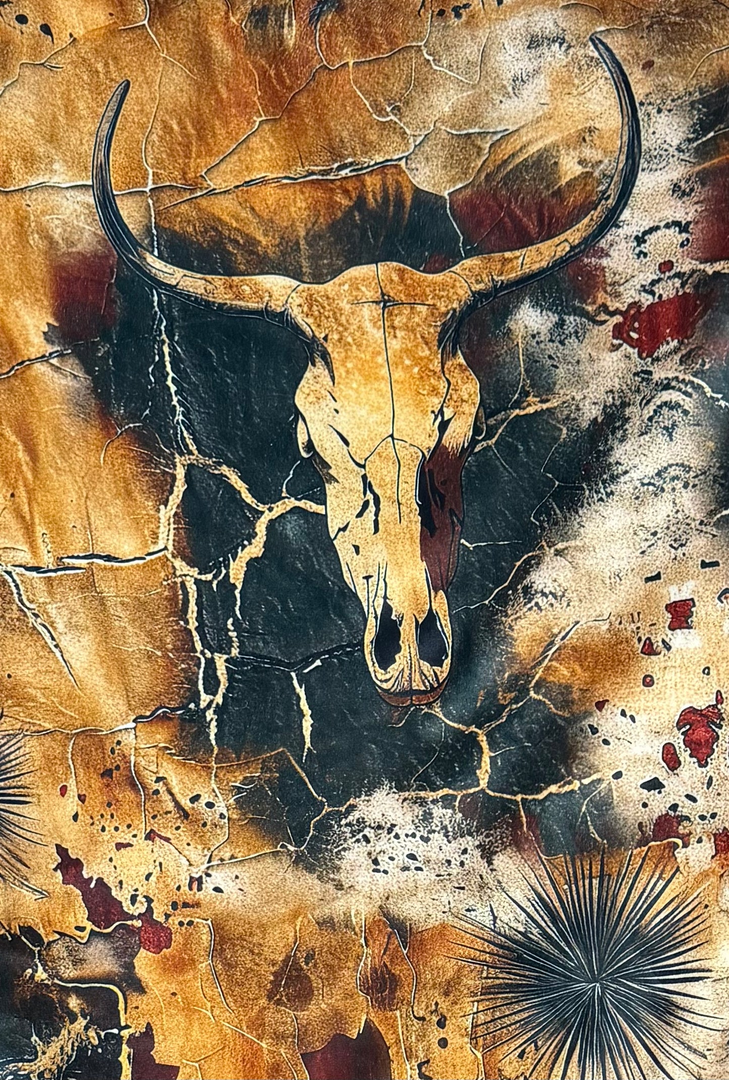 Skull in the Desert on Brown Luxe Large 56x79 Minky Blanket