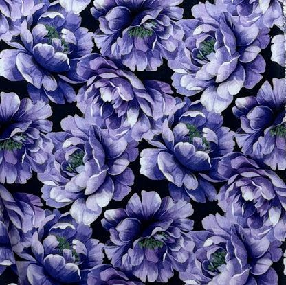 Purple Flowers on Viola Snowy Owl Luxe XL 55x86 Minky Blanket