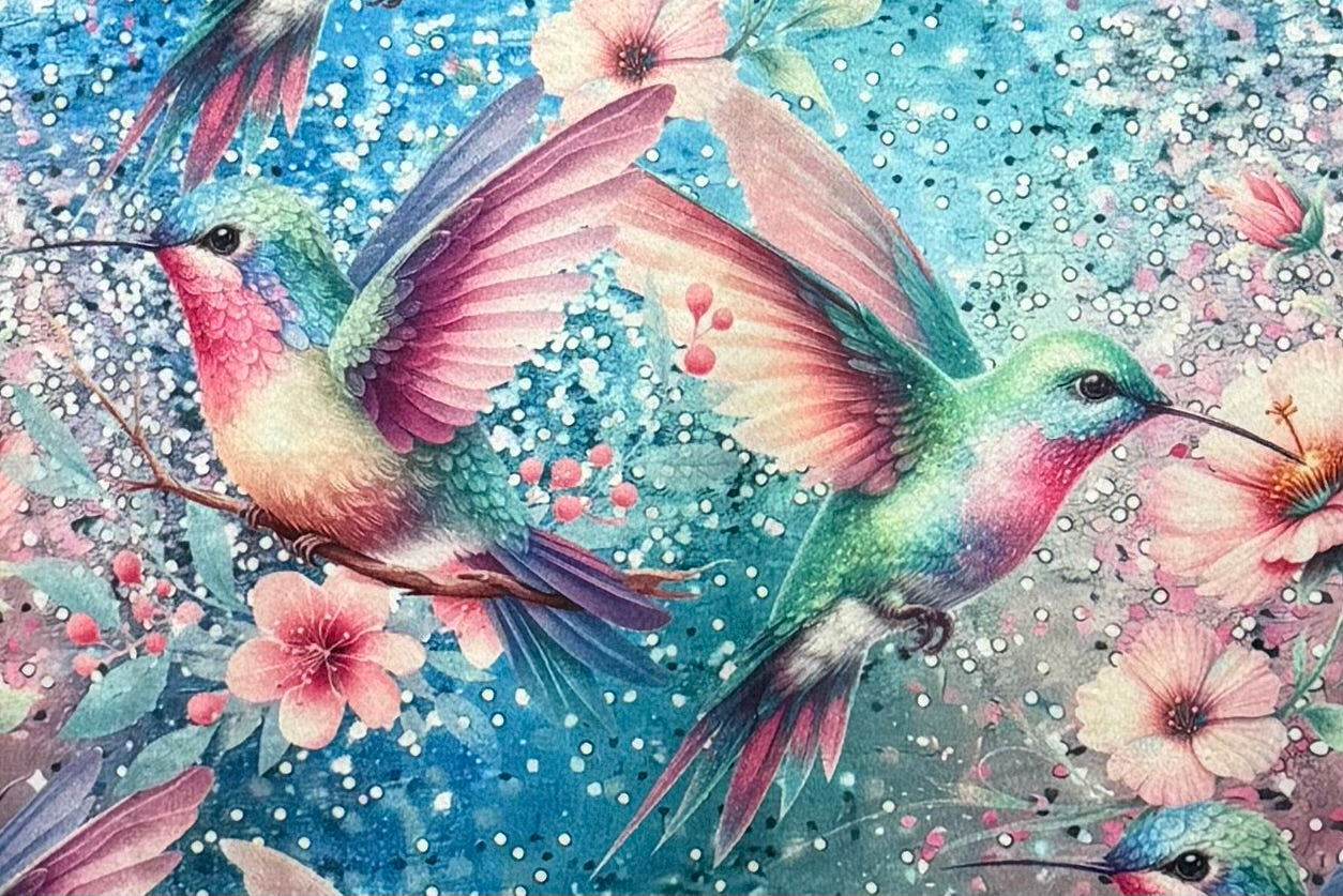 Humming Birds on Plum Luxe Large 55x79 Minky Blanket