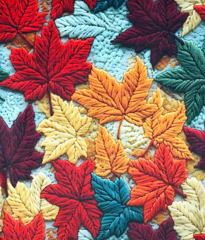 Colorful Leaves on Aqua Sea Luxe Large 55x79 Minky Blanket