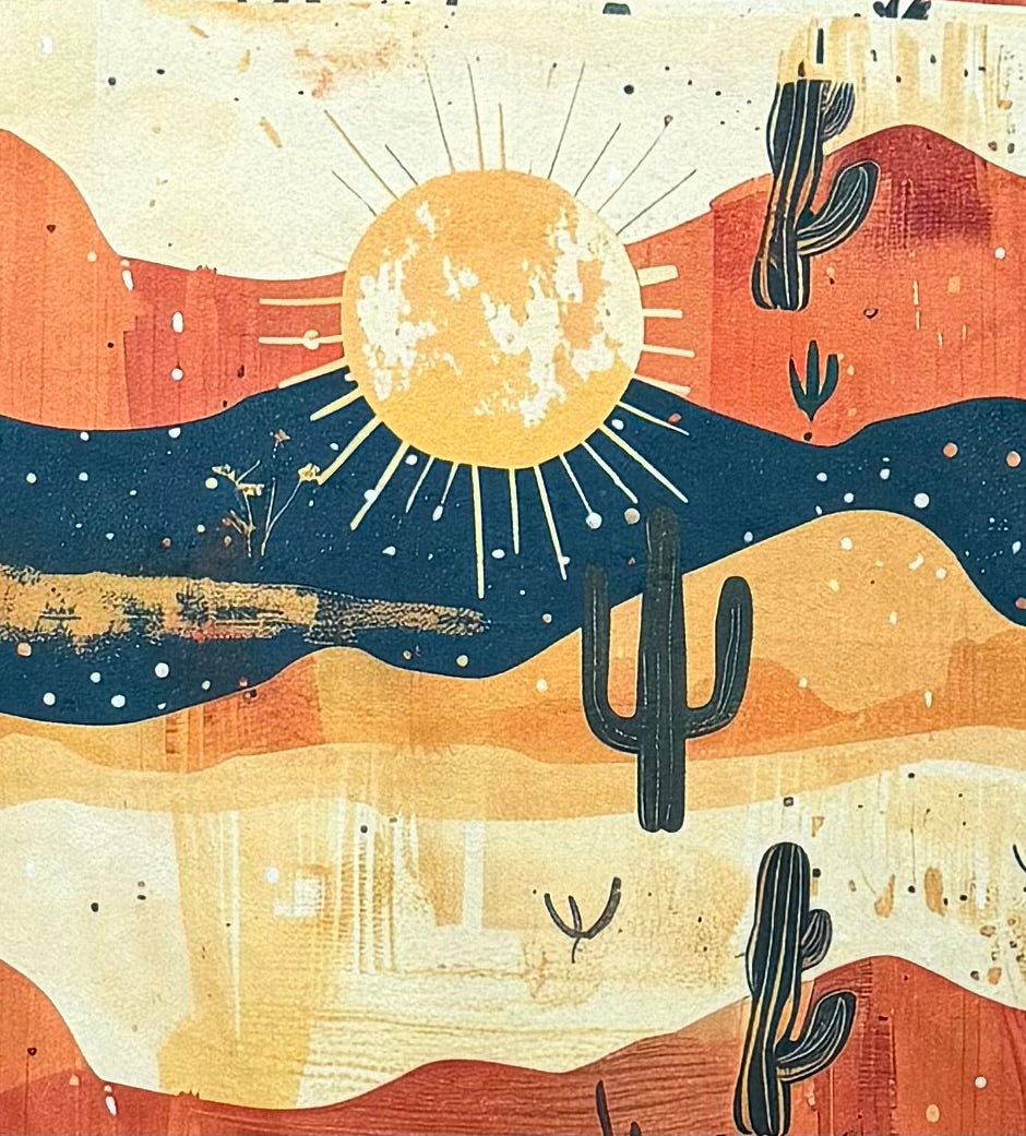 Saguaro Cactus on Rusty Copper Luxe Large 56x79 Minky Blanket