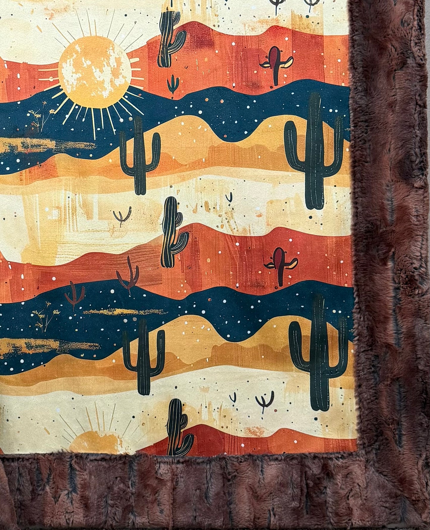 Saguaro Cactus on Rusty Copper Luxe Large 56x79 Minky Blanket