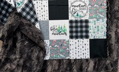 Mountain Mama on Chrome Luxe Cuddle Large Blanket 54x79
