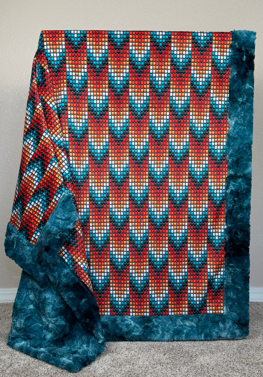 Boho Beads Tribal Arrows on Mallard Luxe Large 55x79 Minky Blanket