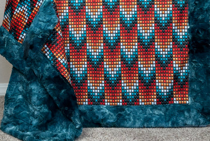 Boho Beads Tribal Arrows on Mallard Luxe Large 55x79 Minky Blanket