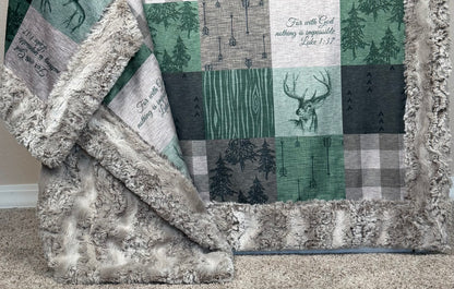For With God Nothing is Impossible Luke 1:37 Large 55x79 Minky Blanket