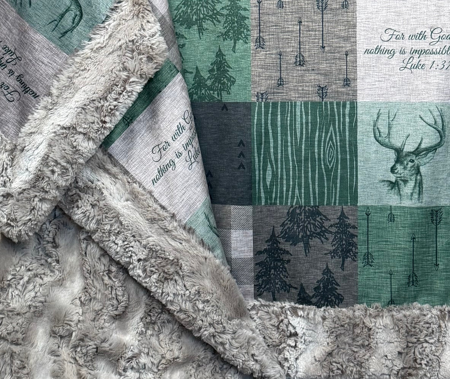 For With God Nothing is Impossible Luke 1:37 Large 55x79 Minky Blanket