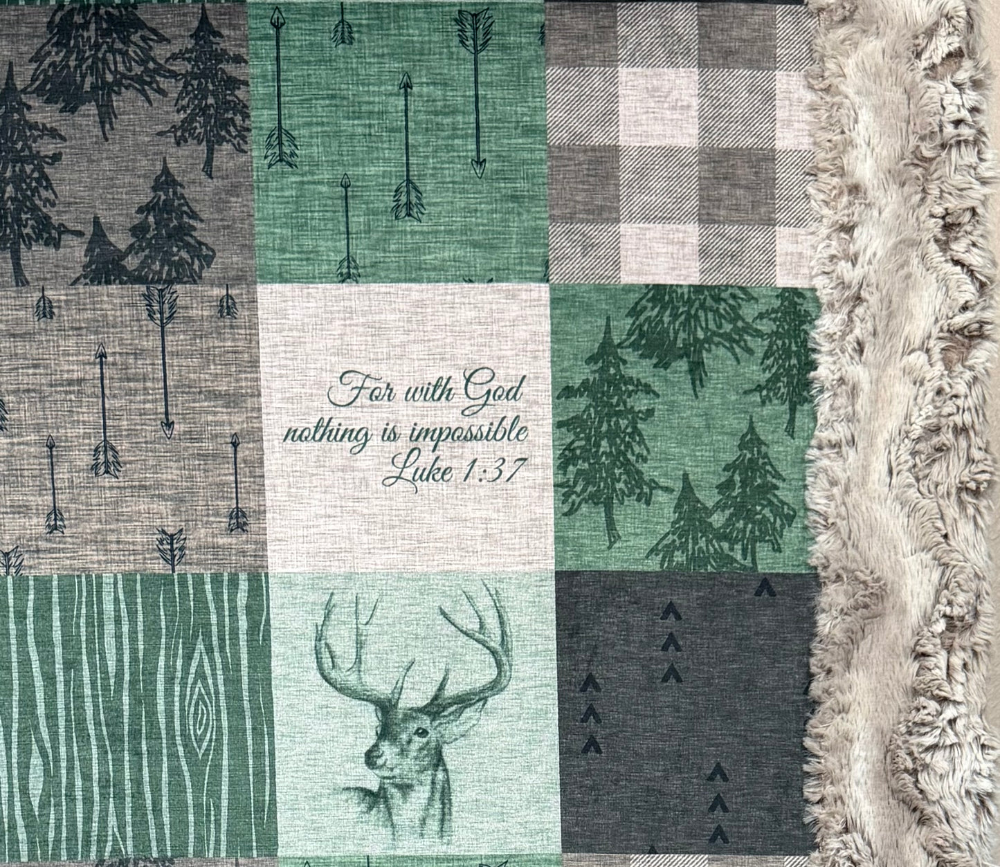 For With God Nothing is Impossible Luke 1:37 Large 55x79 Minky Blanket