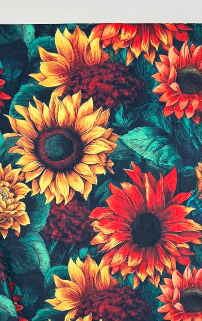 Colorful Sunflowers on Black Luxe Large 55x79 Minky Blanket