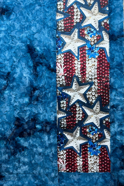 4th of July Stars on Blue Luxe Large 54x79 Minky Blanket