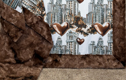 City in Love on Pinecone Luxe Large 56x79 Minky Blanket