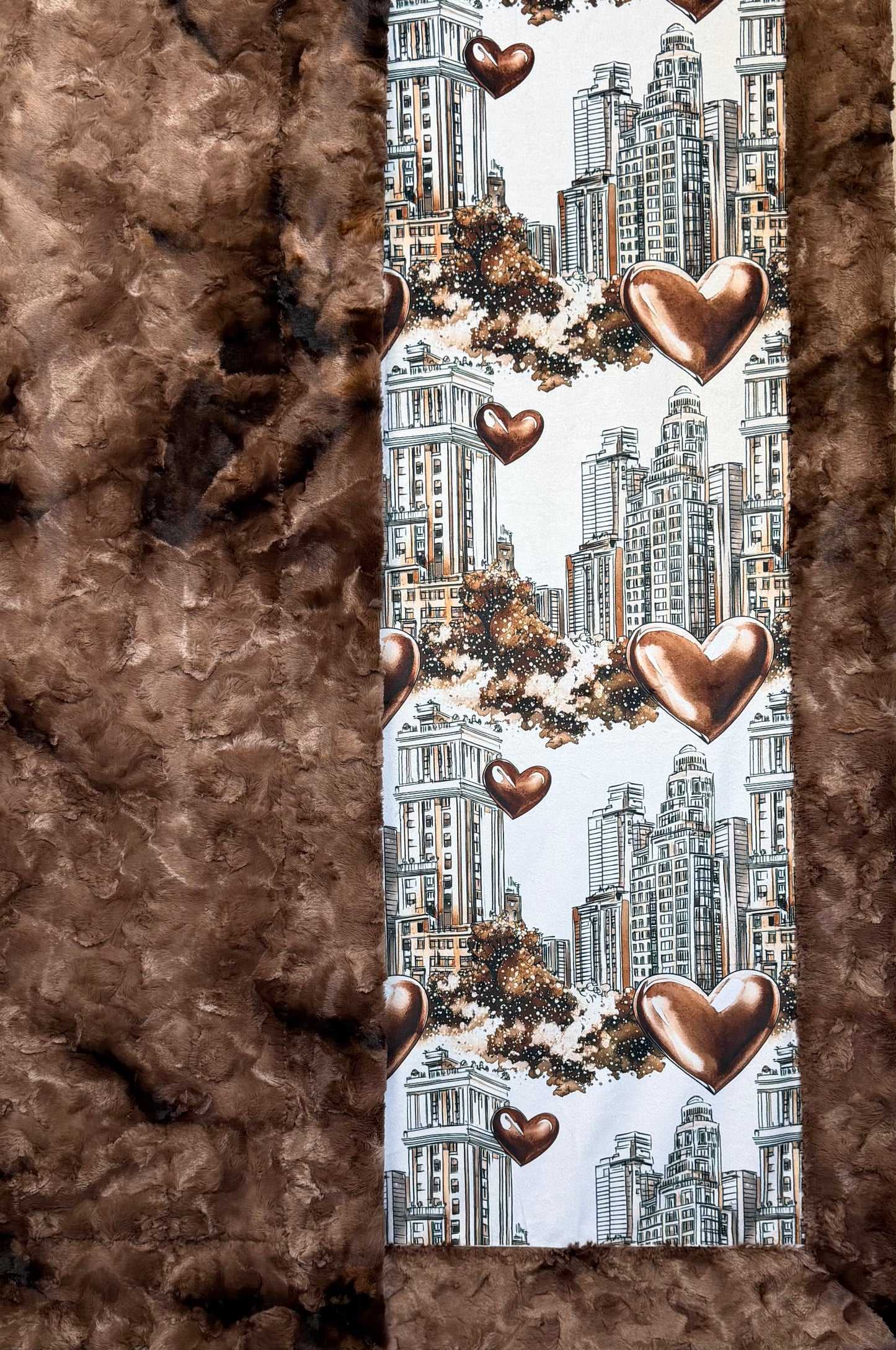 City in Love on Pinecone Luxe Large 56x79 Minky Blanket