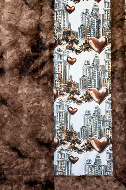City in Love on Pinecone Luxe Large 56x79 Minky Blanket