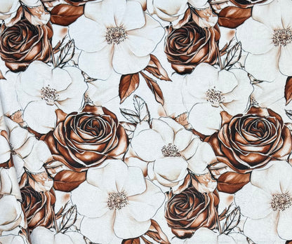 Flowers on Brown Luxe Large 55x79 Minky Blanket