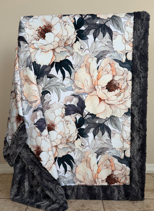 Beautiful Flowers on Iron Luxe Large 55x79 Minky Blanket