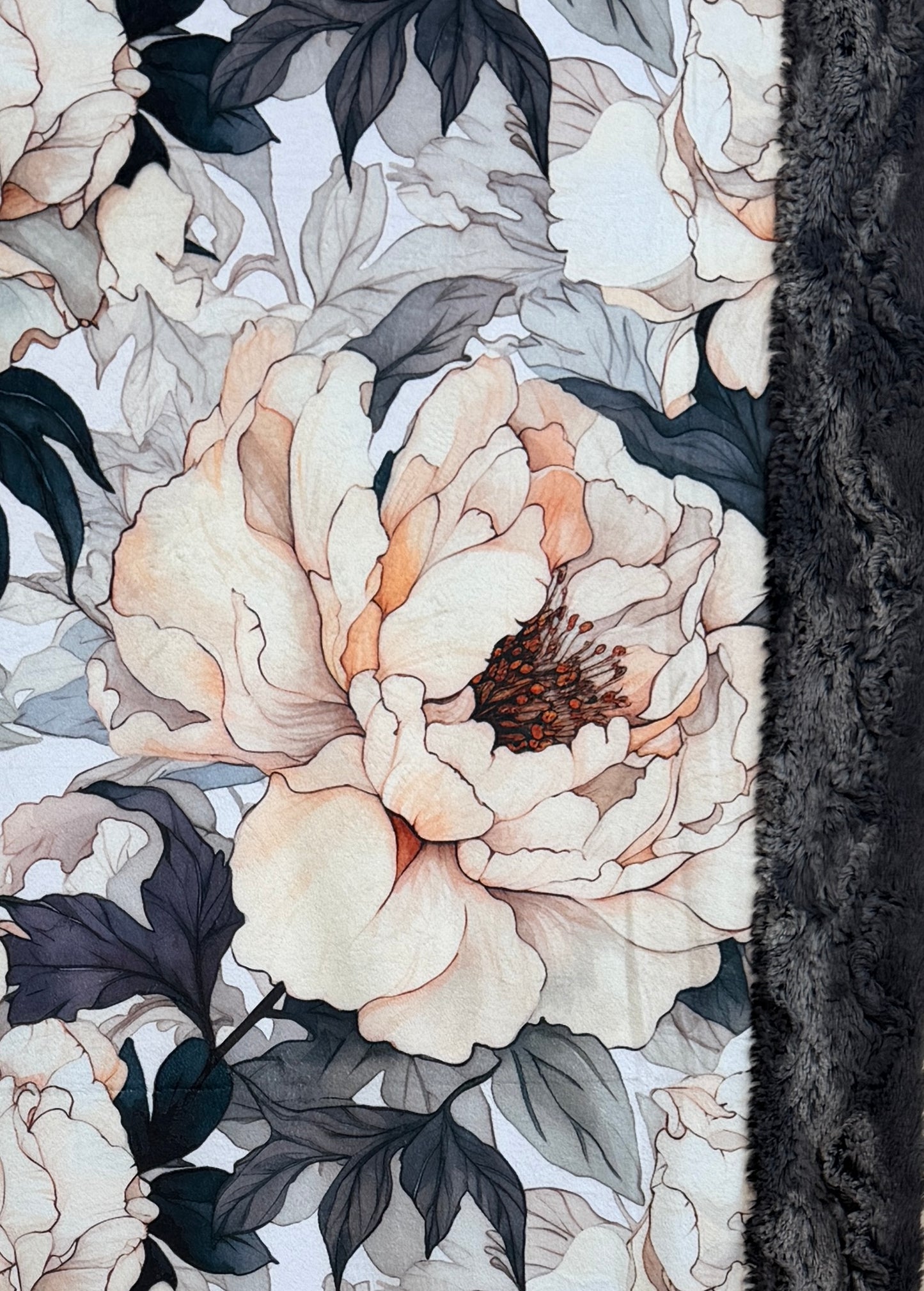 Beautiful Flowers on Iron Luxe Large 55x79 Minky Blanket