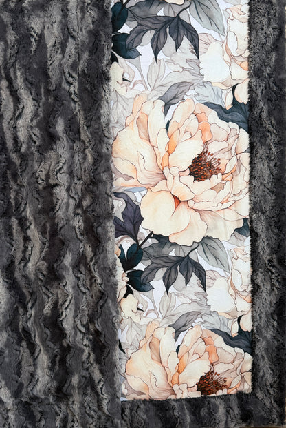 Beautiful Flowers on Iron Luxe Large 55x79 Minky Blanket