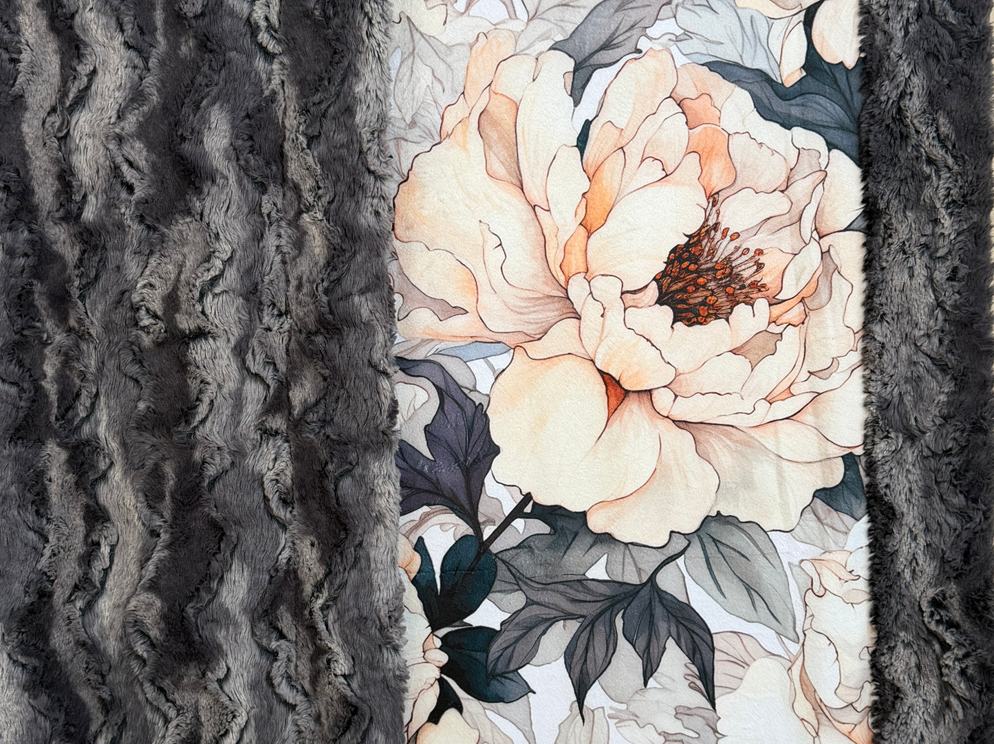 Beautiful Flowers on Iron Luxe Large 55x79 Minky Blanket