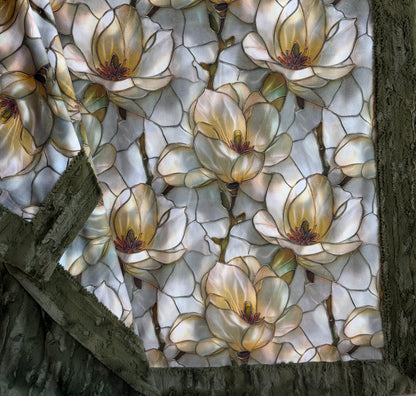 Stained Glass Flowers on Moss Green Luxe Large 55x79 Minky Blanket
