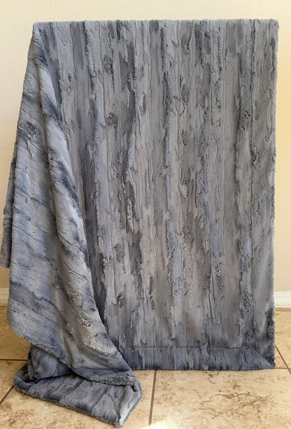 Silver Gray Double Luxe X-Wide Large 60x79 Minky Blanket