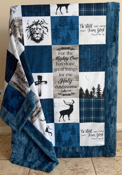 The Mighty One on Poseidon Luxe Large 55x79 Minky Blanket