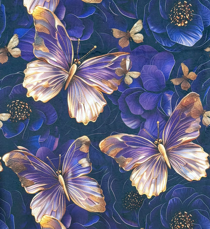 3-D Golden Butterflies on Plum Luxe Large 54x79 Minky Blanket