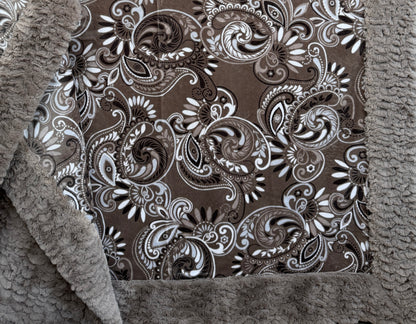 Paisley Taupe on Light Taupe Florence X-Large Adult Blanket 52x84