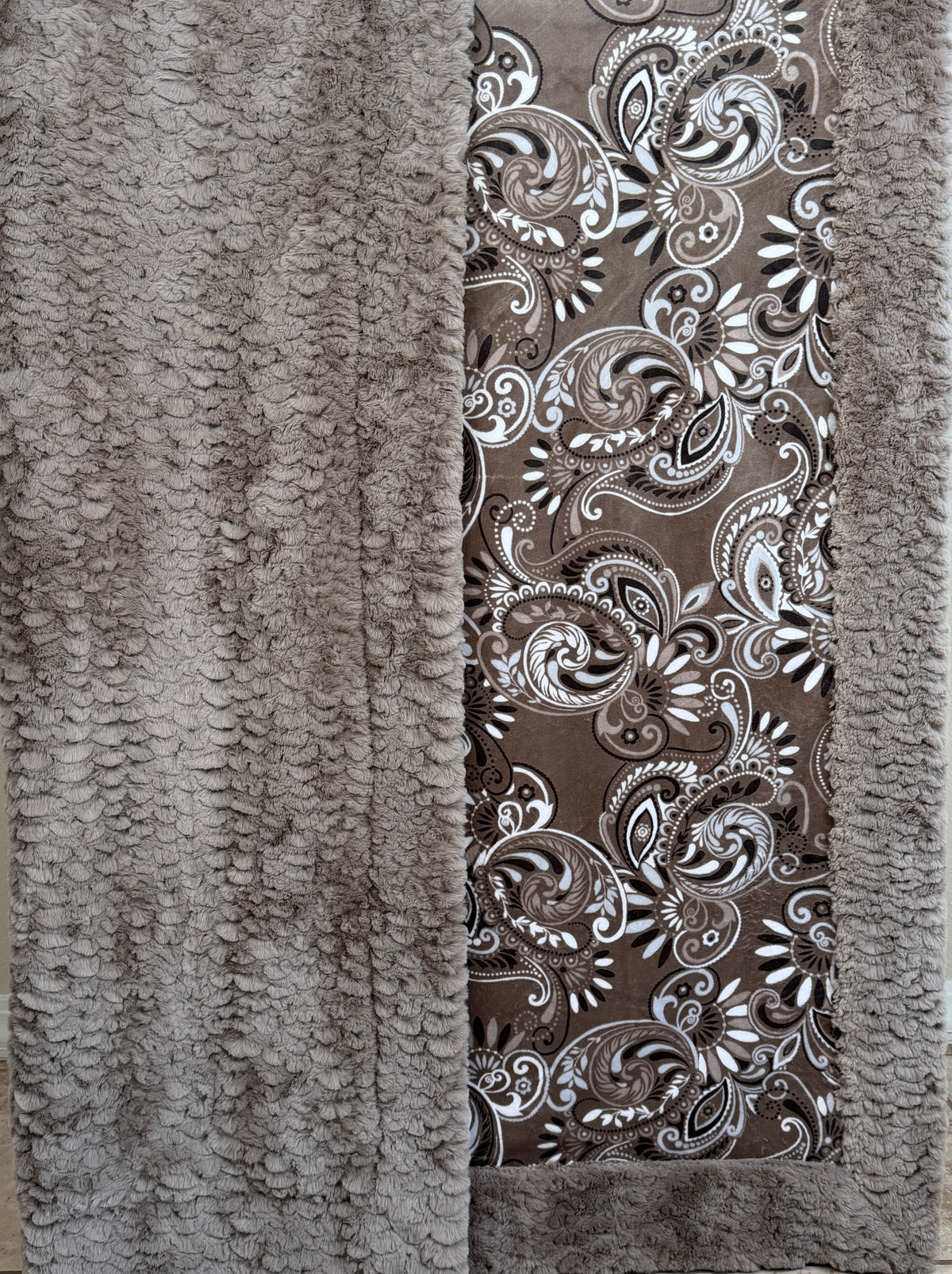 Paisley Taupe on Light Taupe Florence X-Large Adult Blanket 52x84