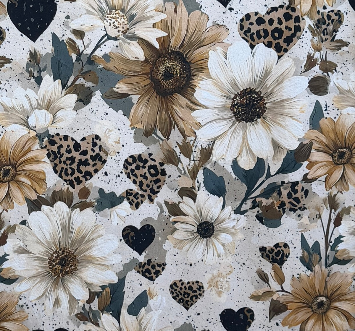 Floral Hearts on Black Luxe Large Minky Blanket 54x79